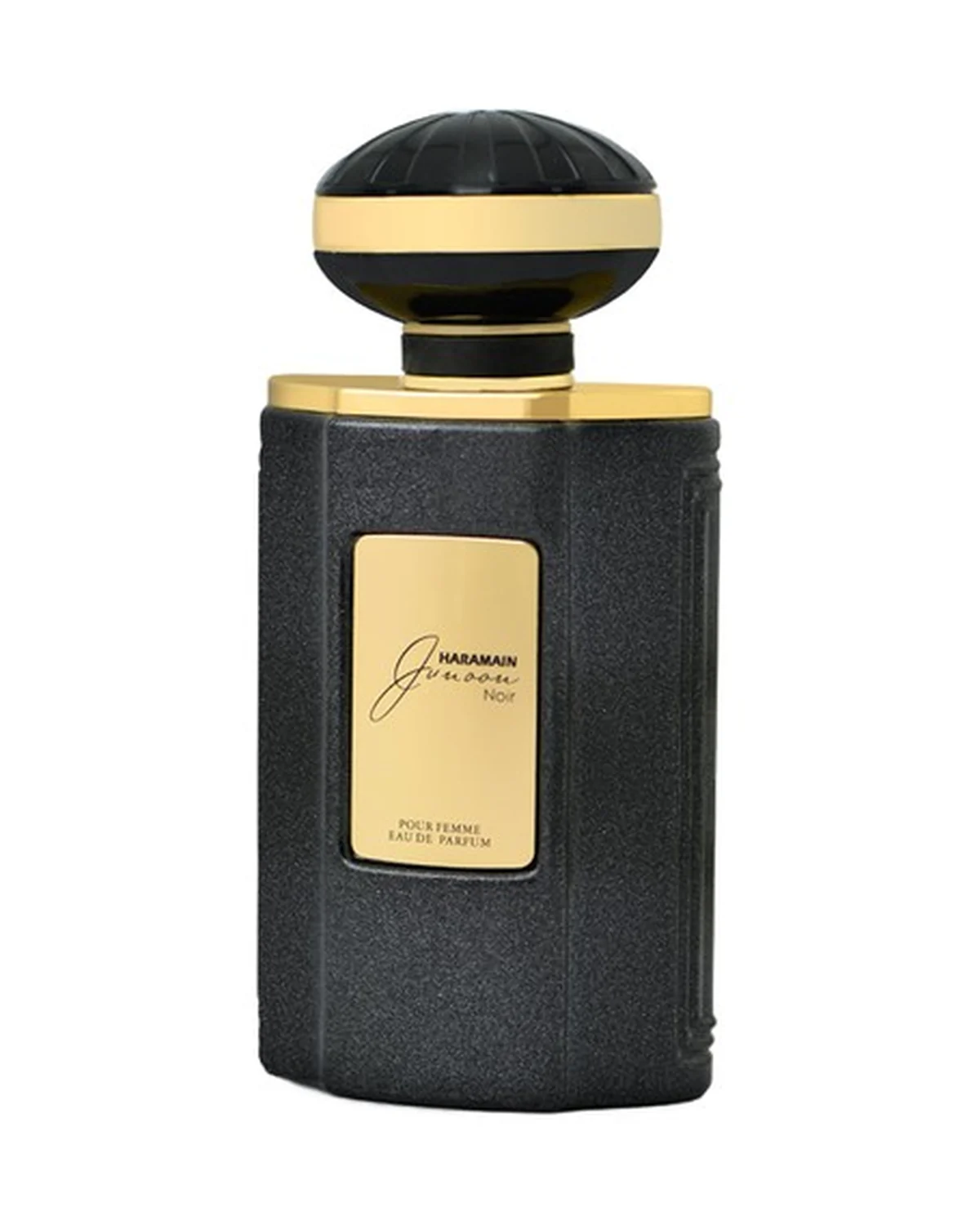Frasco de Junoon Noir de Al Haramain, perfume árabes mujer