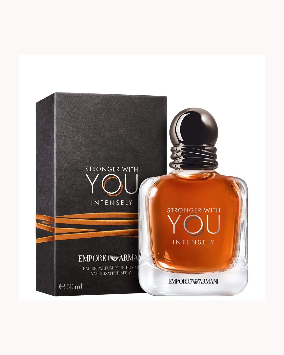 Frasco de Stronger With You Intensely de Giorgio Armani, perfume diseñador hombre