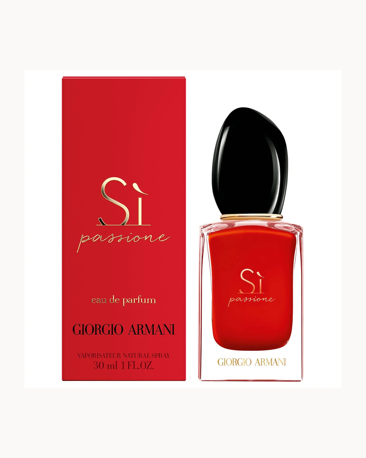 Frasco de Sì Passione de Giorgio Armani, perfume diseñador mujer