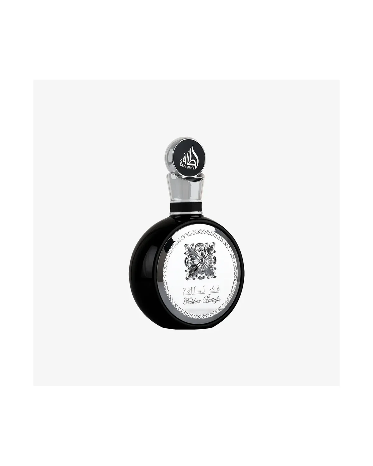 Frasco de Fakhar Black de Lattafa, perfume árabes hombre