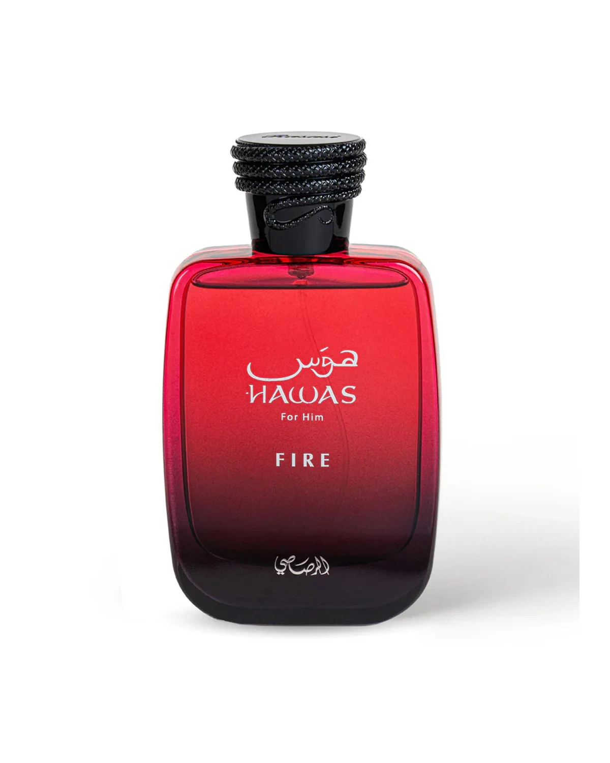 Frasco de Hawas Fire de Rasasi, perfume árabes hombre