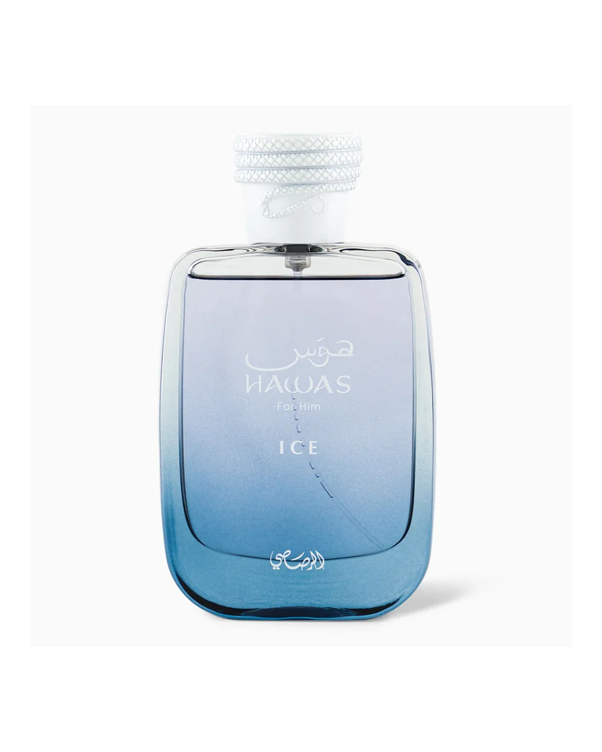 Frasco de Hawas Ice de Rasasi, perfume árabes hombre
